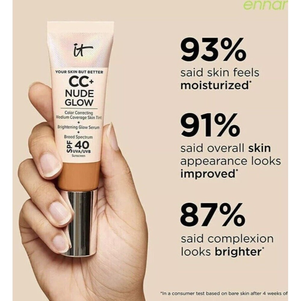 2X It Cosmetics CC+ Nude Glow Color Correcting Skin Tint SPF40 MEDIUM 1.08 fl oz - Picture 7 of 9